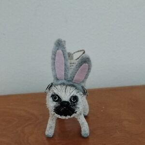 Gray and White Small Pet Toy with Bunny Ears